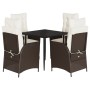 Set comedor de jardín 5 piezas y cojines ratán sintético marrón de , Conjuntos de jardín - Ref: Foro24-3213196, Precio: 625,9...