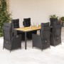 Set de comedor de jardín 7 pzas y cojines ratán sintético negro de , Conjuntos de jardín - Ref: Foro24-3213100, Precio: 916,7...