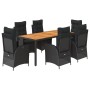 Set de comedor de jardín 7 pzas y cojines ratán sintético negro de , Conjuntos de jardín - Ref: Foro24-3213100, Precio: 916,7...