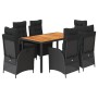 Set de comedor de jardín 7 pzas y cojines ratán sintético negro de , Conjuntos de jardín - Ref: Foro24-3213341, Precio: 899,7...