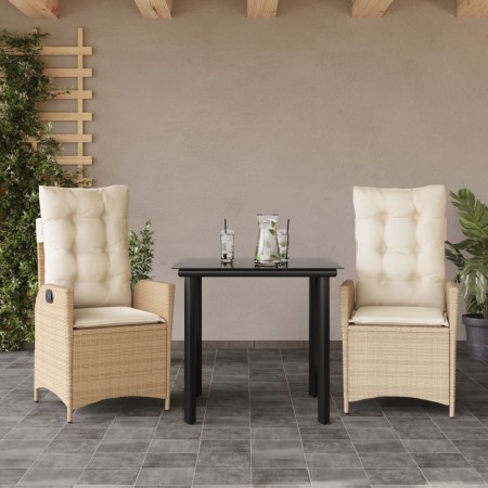 Set comedor de jardín 3 pzas con cojines ratán sintético beige de , Conjuntos de jardín - Ref: Foro24-3213244, Precio: 320,14...