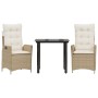 Set comedor de jardín 3 pzas con cojines ratán sintético beige de , Conjuntos de jardín - Ref: Foro24-3213244, Precio: 320,14...
