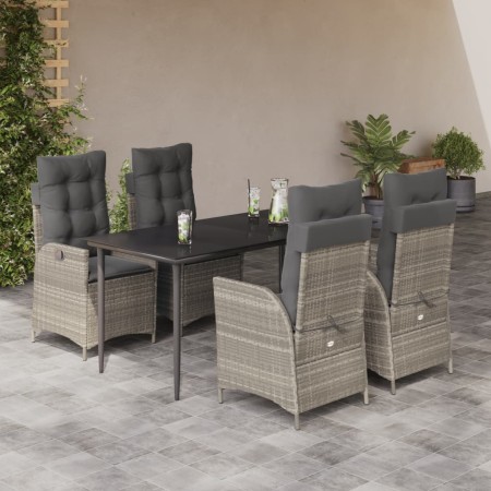 Set comedor de jardín 5 pzas cojines ratán sintético gris claro de , Conjuntos de jardín - Ref: Foro24-3213278, Precio: 545,7...
