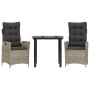 Set comedor de jardín 3 pzas cojines ratán sintético gris claro de , Conjuntos de jardín - Ref: Foro24-3213284, Precio: 288,0...