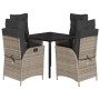 Set comedor de jardín 5 piezas con cojines ratán sintético gris de , Conjuntos de jardín - Ref: Foro24-3213225, Precio: 657,5...