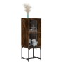 Armario auxiliar con puerta de vidrio roble ahumado 35x37x100cm de , Aparadores - Ref: Foro24-836557, Precio: 52,31 €, Descue...