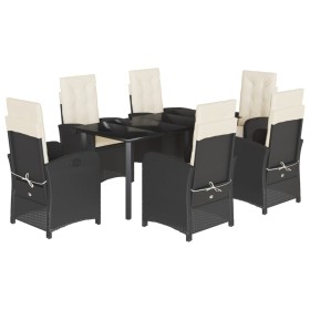 Set de comedor de jardín 7 pzas y cojines ratán sintético negro de , Conjuntos de jardín - Ref: Foro24-3212305, Precio: 766,3...
