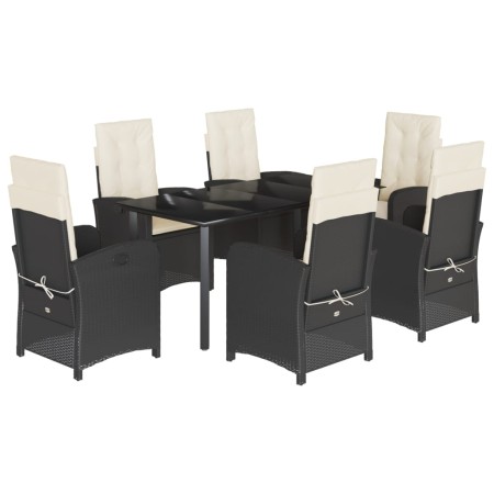Set de comedor de jardín 7 pzas y cojines ratán sintético negro de , Conjuntos de jardín - Ref: Foro24-3212305, Precio: 766,3...