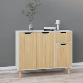 Aparador madera de ingeniería blanco y roble Sonoma 90x30x72 cm de vidaXL, Aparadores - Ref: Foro24-326818, Precio: 118,58 €,...