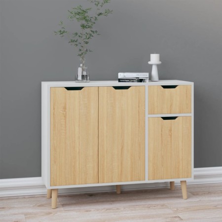 Aparador madera de ingeniería blanco y roble Sonoma 90x30x72 cm de vidaXL, Aparadores - Ref: Foro24-326818, Precio: 120,10 €,...