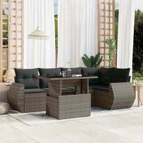 Set de muebles de jardín 6 pzas y cojines ratán sintético gris en Conjuntos de jardín | Comprar online en Foru.es
