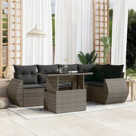 Set de muebles de jardín 6 pzas y cojines ratán sintético gris en Conjuntos de jardín | Comprar online en Foru.es