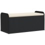 Banco con almacenaje y cojín ratán sintético negro 115x51x52 cm de , Bancos de jardín - Ref: Foro24-365727, Precio: 163,94 €,...