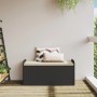 Banco con almacenaje y cojín ratán sintético negro 115x51x52 cm de , Bancos de jardín - Ref: Foro24-365727, Precio: 163,94 €,...