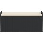 Banco con almacenaje y cojín ratán sintético negro 115x51x52 cm de , Bancos de jardín - Ref: Foro24-365727, Precio: 163,94 €,...