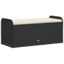 Banco con almacenaje y cojín ratán sintético negro 115x51x52 cm de , Bancos de jardín - Ref: Foro24-365727, Precio: 163,94 €,...