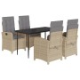 Set comedor de jardín 5 pzas con cojines ratán sintético beige de , Conjuntos de jardín - Ref: Foro24-3212393, Precio: 672,91...
