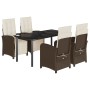 Set comedor de jardín 5 piezas y cojines ratán sintético marrón de , Conjuntos de jardín - Ref: Foro24-3212552, Precio: 617,9...