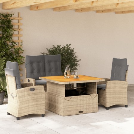 Set de comedor jardín con cojines 4 pzas ratán sintético beige de , Conjuntos de jardín - Ref: Foro24-3277428, Precio: 571,25...