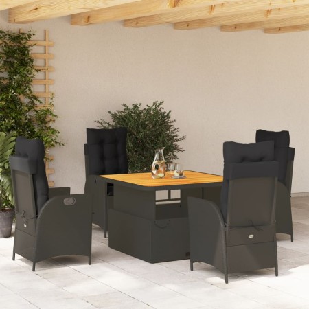 Set de muebles jardín 5 pzas con cojines ratán sintético negro de , Conjuntos de jardín - Ref: Foro24-3277449, Precio: 649,24...