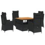 Set de muebles jardín 5 pzas con cojines ratán sintético negro de , Conjuntos de jardín - Ref: Foro24-3277449, Precio: 649,24...
