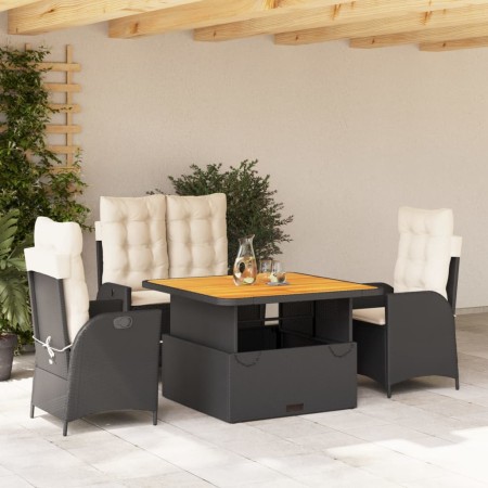 Juego comedor jardín 4 piezas con cojines ratán sintético negro de , Conjuntos de jardín - Ref: Foro24-3277440, Precio: 508,0...