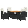Set de muebles jardín 5 pzas con cojines ratán sintético negro de , Conjuntos de jardín - Ref: Foro24-3277378, Precio: 607,14...
