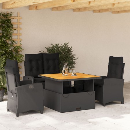 Juego comedor jardín 4 piezas con cojines ratán sintético negro de , Conjuntos de jardín - Ref: Foro24-3277392, Precio: 547,3...