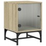 Mesita de noche con puerta de vidrio roble Sonoma 35x37x50 cm de , Mesitas de noche - Ref: Foro24-836522, Precio: 37,49 €, De...