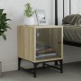 Mesita de noche con puerta de vidrio roble Sonoma 35x37x50 cm de , Mesitas de noche - Ref: Foro24-836522, Precio: 37,49 €, De...