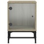 Mesita de noche con puerta de vidrio roble Sonoma 35x37x50 cm de , Mesitas de noche - Ref: Foro24-836522, Precio: 37,49 €, De...