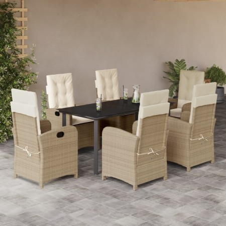 Set comedor de jardín 7 pzas con cojines ratán sintético beige de , Conjuntos de jardín - Ref: Foro24-3212385, Precio: 764,47...