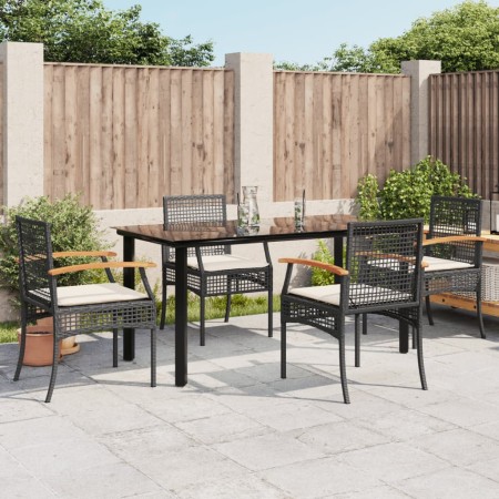 Set de muebles jardín 5 pzas con cojines ratán sintético negro de , Conjuntos de jardín - Ref: Foro24-3213606, Precio: 334,90...