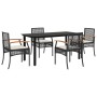 Set de muebles jardín 5 pzas con cojines ratán sintético negro de , Conjuntos de jardín - Ref: Foro24-3213606, Precio: 334,90...