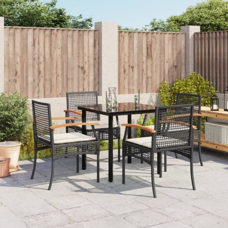 Set de muebles jardín 5 pzas con cojines ratán sintético negro de , Conjuntos de jardín - Ref: Foro24-3213604, Precio: 290,50...