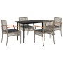 Set comedor de jardín 5 piezas con cojines ratán sintético gris de , Conjuntos de jardín - Ref: Foro24-3213619, Precio: 336,6...