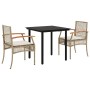 Set comedor de jardín 3 pzas con cojines ratán sintético beige de , Conjuntos de jardín - Ref: Foro24-3213631, Precio: 235,97...
