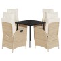 Set comedor de jardín 5 pzas con cojines ratán sintético beige de , Conjuntos de jardín - Ref: Foro24-3213246, Precio: 570,19...