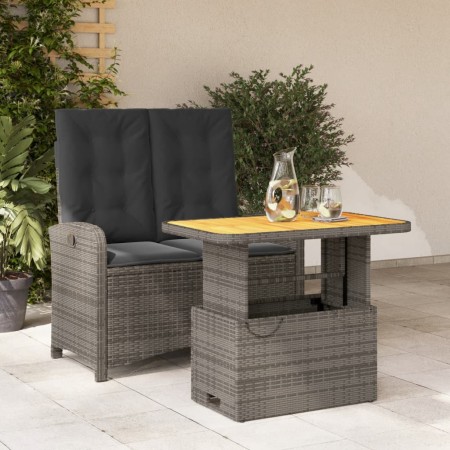Juego de comedor jardín 2 pzas con cojines ratán sintético gris de , Conjuntos de jardín - Ref: Foro24-3277346, Precio: 238,6...