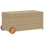 Caja de almacenaje jardín con ruedas ratán PE beige mezcla 190L de , Cajas de almacenaje para exteriores - Ref: Foro24-365327...