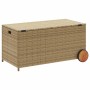 Caja de almacenaje jardín con ruedas ratán PE beige mezcla 190L de , Cajas de almacenaje para exteriores - Ref: Foro24-365327...
