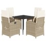 Set comedor de jardín 5 pzas con cojines ratán sintético beige de , Conjuntos de jardín - Ref: Foro24-3212571, Precio: 639,47...