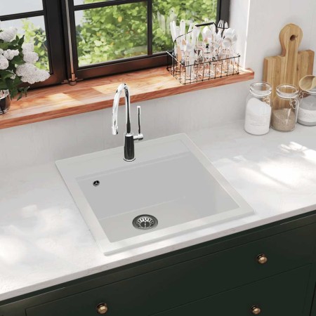 Fregadero de cocina de granito con un seno blanco de , Fregaderos - Ref: Foro24-144857, Precio: 190,15 €, Descuento: %