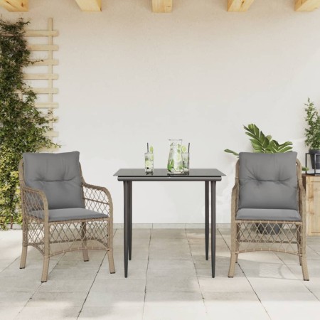 Sillas y mesita de jardín 3 piezas ratán sintético cojín beige de , Conjuntos de jardín - Ref: Foro24-3212152, Precio: 324,67...
