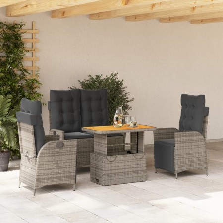 Juego de comedor de jardín 4 piezas con cojines ratán PE gris de , Conjuntos de jardín - Ref: Foro24-3277468, Precio: 488,86 ...