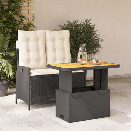 Set comedor de jardín 2 pzas con cojines ratán sintético negro de , Conjuntos de jardín - Ref: Foro24-3277442, Precio: 233,36...