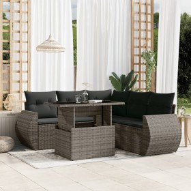 Set de muebles de jardín 6 pzas y cojines ratán sintético gris en Conjuntos de jardín | Comprar online en Foru.es