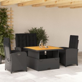 Juego comedor jardín 4 piezas con cojines ratán sintético negro de , Conjuntos de jardín - Ref: Foro24-3277333, Precio: 513,0...