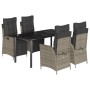 Set comedor de jardín 5 piezas con cojines ratán sintético gris de , Conjuntos de jardín - Ref: Foro24-3213430, Precio: 641,6...