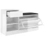 Banco zapatero madera de ingeniería blanco brillo 94,5x31x57 cm de vidaXL, Zapateros y organizadores de calzado - Ref: Foro24...
